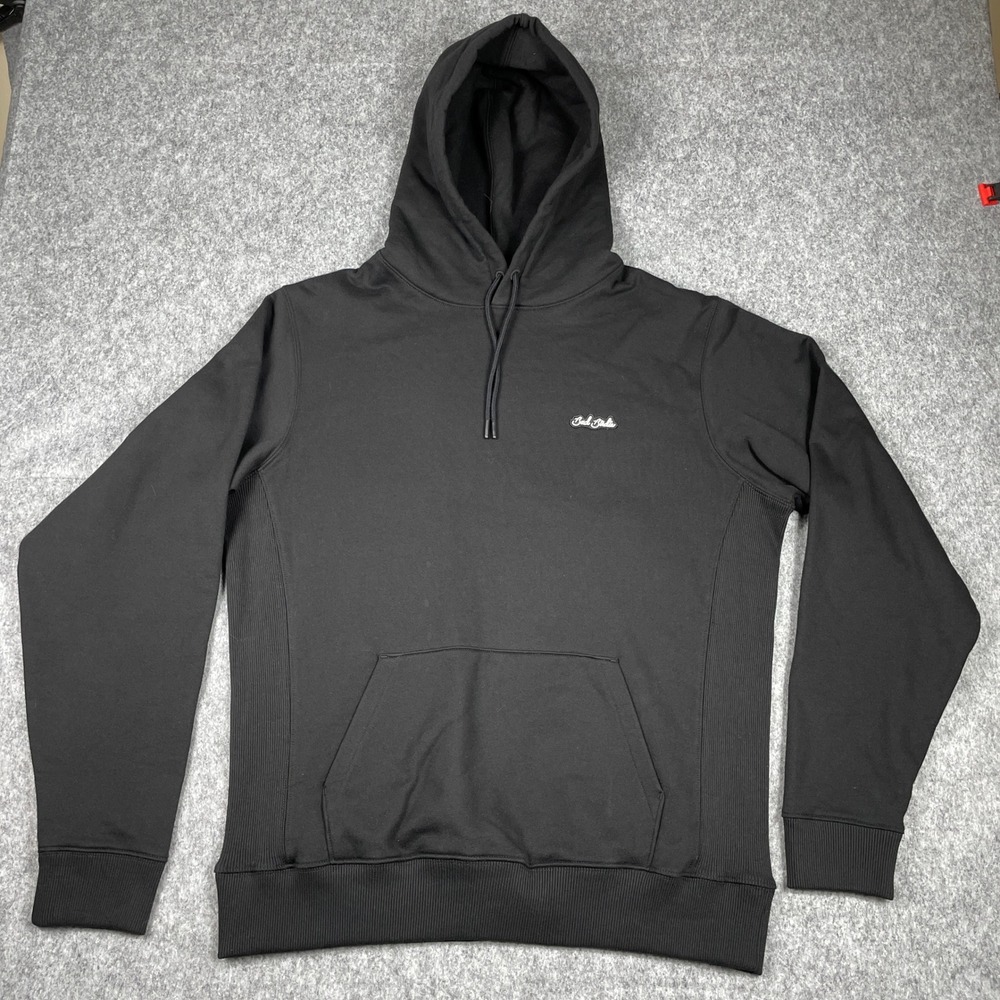 Bad Birdie Hoodie Mens Large Black Script Golf Ribbed Side Panels Sweatshirt